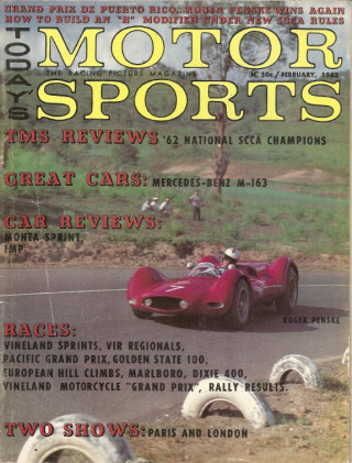 TODAY'S MOTOR SPORTS 1963 FEB - V3 N8 - CORVAIR MONZA SPRINT, MERCEDES M-163